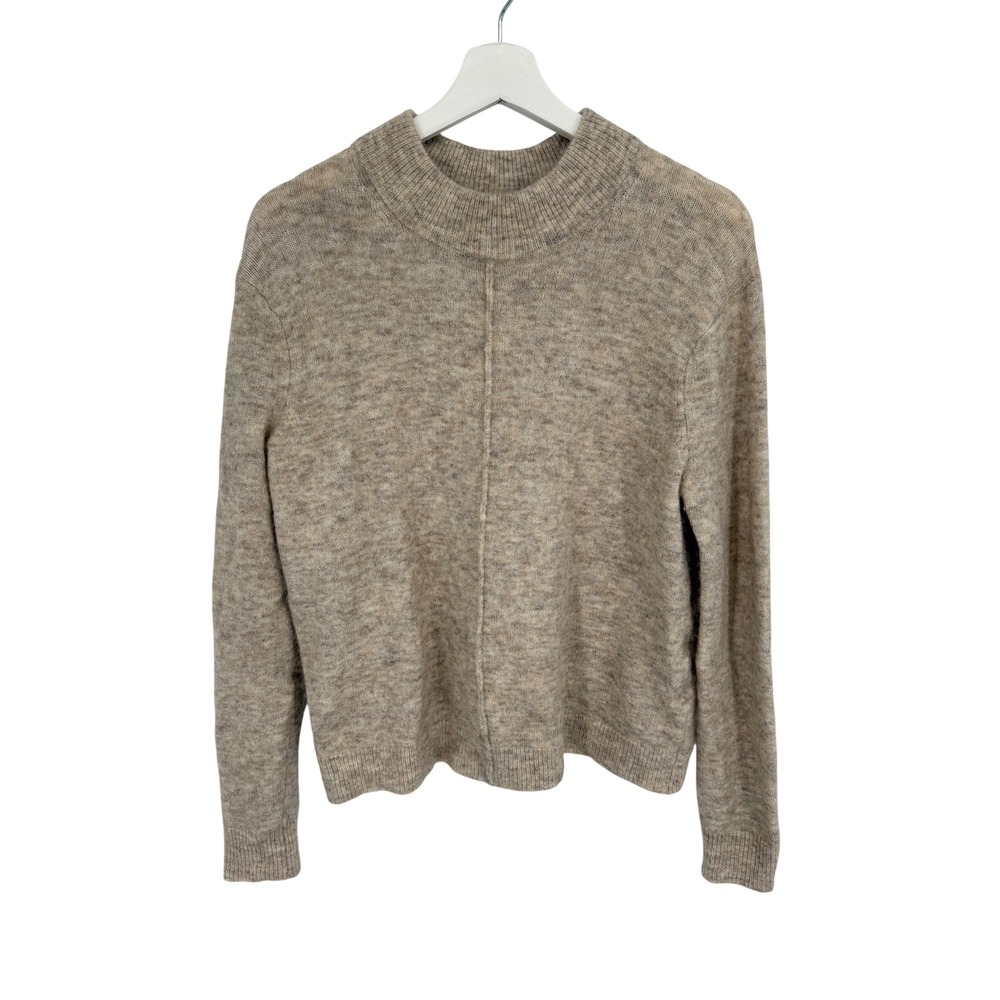 Wilfred Free Sweater Womens XXS Beige Good Mock Neck Exposed Seam Italian Yarn